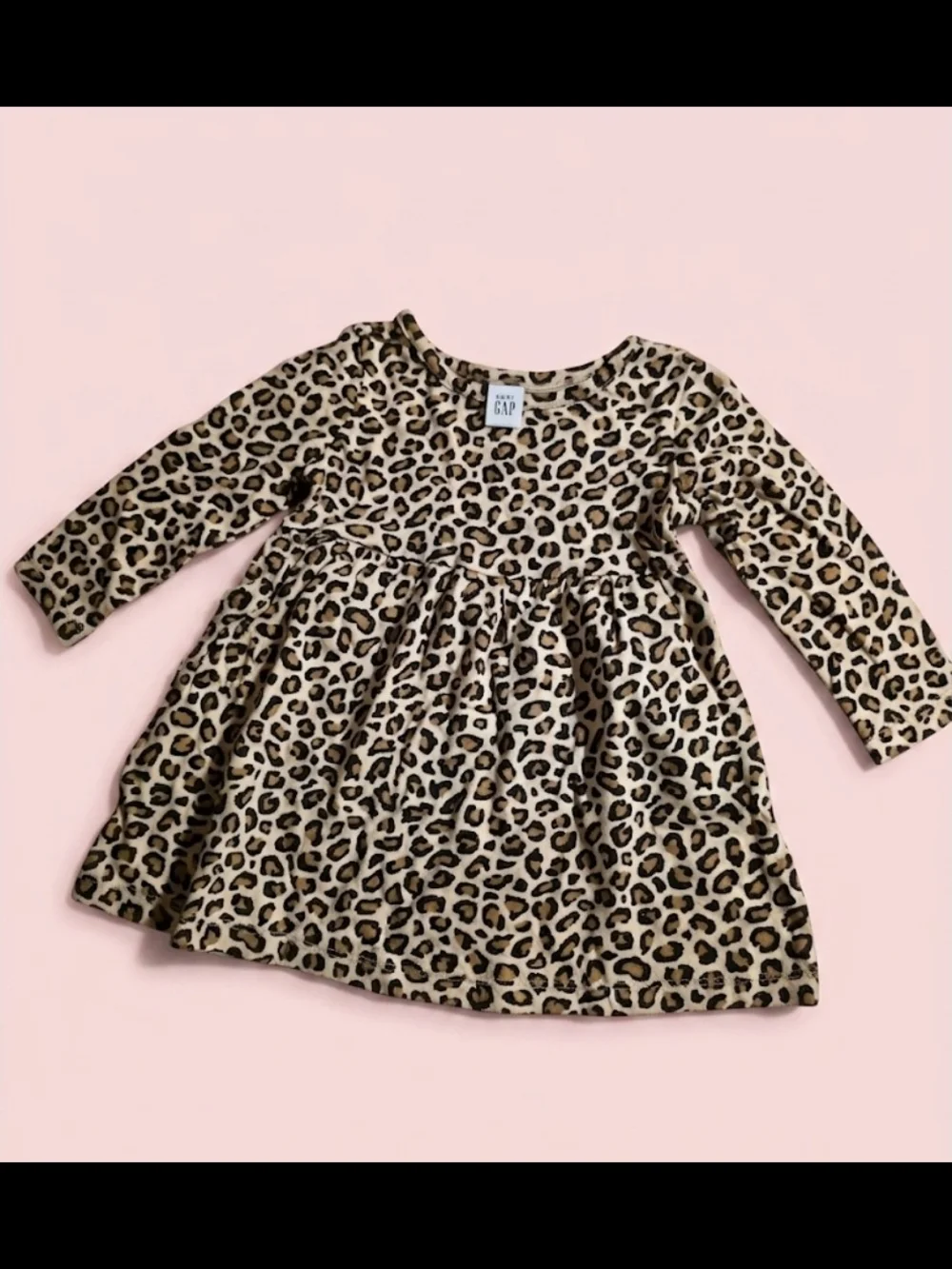 Old Navy Cotton Leopard Print Long Sleeve Dress - Brown & Cream Size 6-12 Months